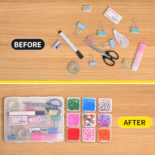 Bead Organizer Box, 30pcs Small Clear Plastic Storage Containers, Craft Storage Box Features Hinged Lid and Labels, Mini B...