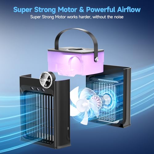 Portable Air Conditioners, 4 in 1 Evaporative Air Cooler with 1200ML Tank, Queit Cooling Fan with Remote Control, 2-8H Tim...