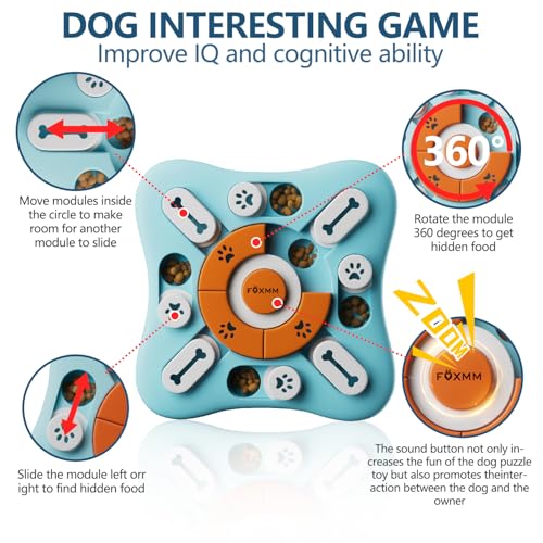 FOXMM Interactive Dog Treat Puzzle Toys for IQ Training & Mental Stimulating,Fun Slow Feeder,Large Medium Small Dogs Enric...