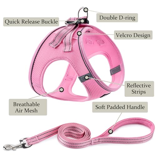 BOOMIBOO Dog Harness with Leash Set, No Pull Adjustable Reflective Step-in Puppy Pet Vest Harnesses for Small Medium Large...