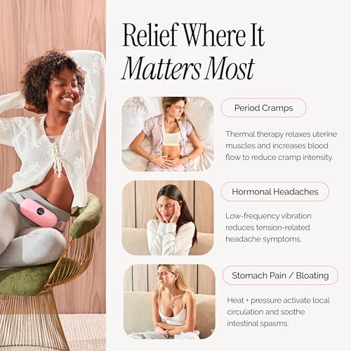 Menstrual Heating Pad for Period Cramps – Portable Heating Pad for Period Cramps Relief with Heat & Massage, Wearable Cord...