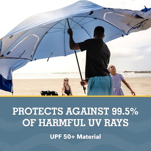 Sport-Brella Super-Brella UPF 50+ Sun and Rain Canopy Umbrella, 8 Foot Portable Beach Shelter with Side Panels, Wind Flap...