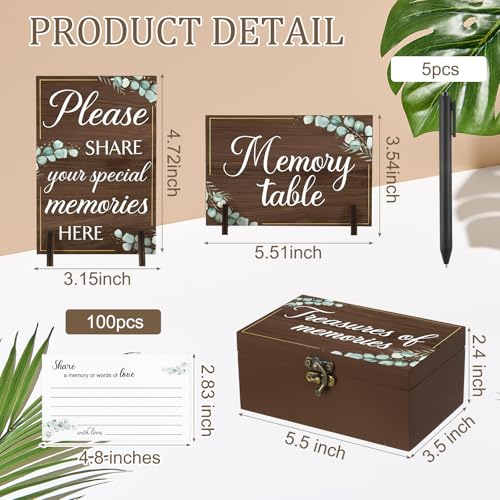 Gilprop 112 Pcs Celebration of Life Memory Cards Set Share a Memory Cards with Box 2 Wood Sign with 4 Hold and 5 Pens, Sym...