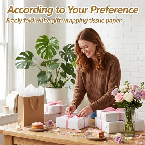 Bobobag 100 Sheets White Tissue Paper 20"X14" Tissue Paper for Gift Bags, Gift Wrapping Tissue, Christmas Tissue Paper Ann...