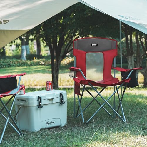 Camping Chairs Portable Folding Lightweight Outdoor Lawn Chair for Adults with Cooler Bag, Cup Holder and Side Pocket for ...