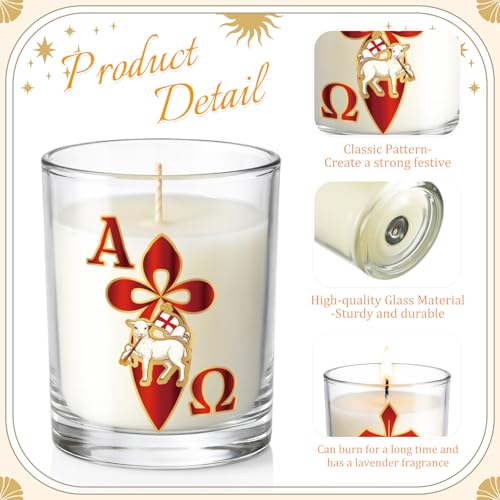 Cinrobiye 12 Pcs Christian Religious Scented Candle Gift Set, Paschal Catholic Candle with Alpha Omega Cross and Lamb Desi...