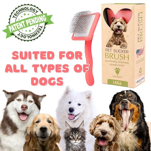 Flying Pawfect Dog Slicker Brush for Grooming Pet Hair - Best Slicker For Poodle & Golden Doodle - Long Haired Tool For Do...