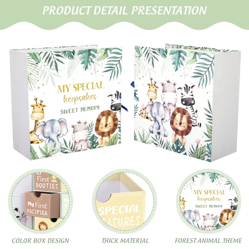 Beeveer Baby Keepsake Box Newborn Memory Organizer with 9 Labeled Compartments First Keepsake Book Gift Box for Pregnancy ...
