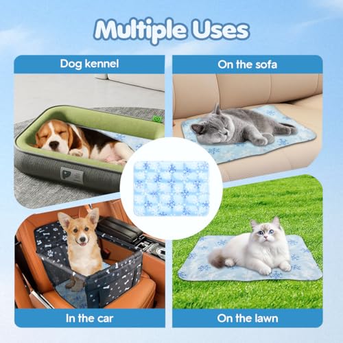 FORGEMATE Dog Cooling Mat Indoor - Summer pad for Small Dog and Cat, Travel Dog Bed with Cooling-Gel Technology for Pets