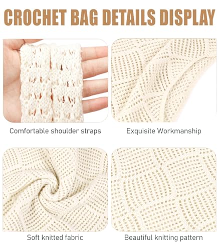 COOKOOKY Crochet Beach Tote bag Summer Beach Bag for Women Aesthetic Mesh Tote Bag Hippie Bag Knit Bag