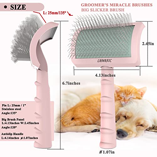 LBMBAIC Super Dense Soft Slicker Brush for Thick and Long Fur Dogs - Grooming Brush for Fluff, Shedding, Tangles on Golden...