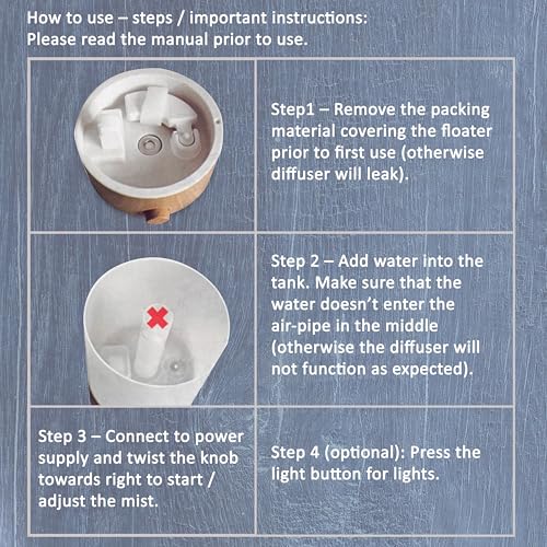 BlueHills Premium 4000 ML XL Essential Oil Diffusers - 70 Hour Run Aromatherapy Diffuser & Air Humidifier Mist for Large R...