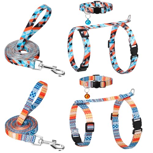 2 Pack Cat Harness and Leash Set, Escape Proof Adjustable Kitten Harness with Leash Collar Lightweight Soft and Comfortabl...