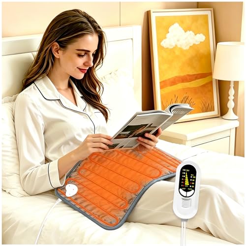 Electric Heating pad with 6 Heat Settings, Auto Shut Off, Dry Electric Heating for Back Neck Knee Arms Legs Shoulder Heat ...