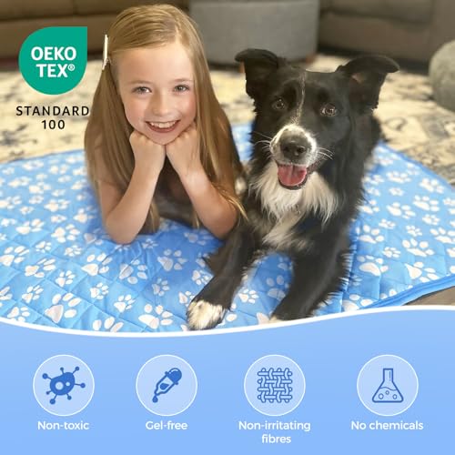 Rywell Cooling Mat for Dogs Large, 36'' x 27'' Color Changing&Arc-Chill Cooling Fiber QMAX>0.5, Washable Non-Toxic Portabl...