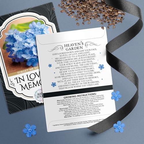 Memorial Forget Me Not Seeds for Celebration of Life – Funeral Favor Packets – 50 Pack