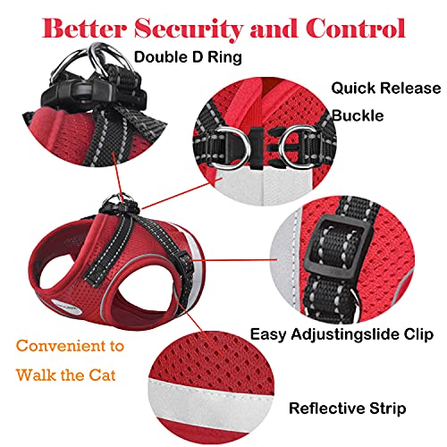 Cat Harness and Leash for Walking, Kitten Escape Proof Harnesses, Adjustable Reflective Puppy Harness with Leashes Set, Ea...