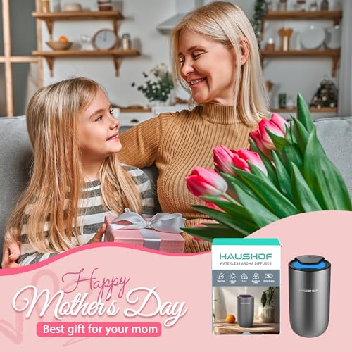 HAUSHOF Waterless Essential Oil Diffuser for Home & Car, Smart Aromatherapy Scent Diffuser with Auto On/Off, 3 Mist Levels...