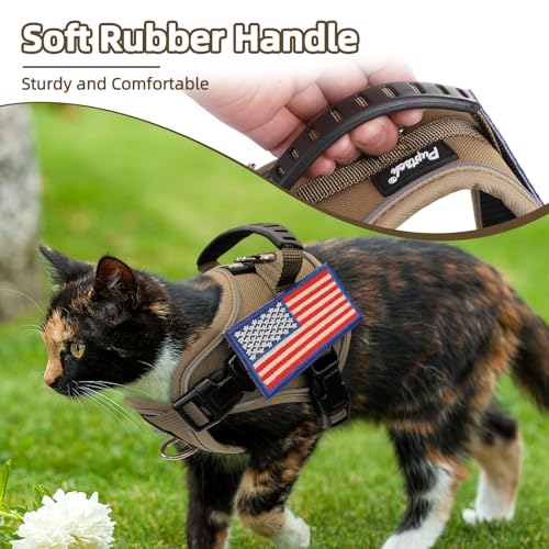 PUPTECK Tactical Cat Harness and Leash Set Escape Proof, Adjustable Reflective Kitten Jacket Easy Control, Pet Vest Harnes...