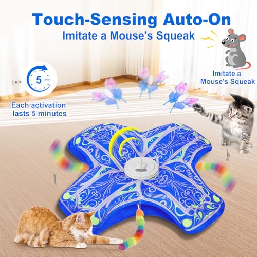 Qraxond Interactive Cat Toys for Indoor Cats,[Newly Upgraded] Rechargeable Touch Activated Hide and Seek Kitten Toys for B...