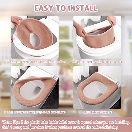 Legigo 5 Pack Thicker Bathroom Toilet Seat Cover Pads- Soft Warmer Toilet Seat Cushion Cover Stretchable Washable Fiber Cl...