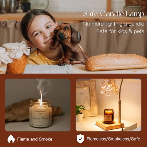 Candeldo Candle Warmer Lamp with Timer: Flower Gold Candle Lamps Height Adjustable Wax Melt House Warming Gifts New Home D...