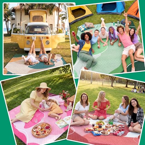 RYCHIC Waterproof Picnic Blanket Outdoor Camping Beach Mat Extra Large Foldable Car Essential Roadtrip Gadget Rv Accessori...