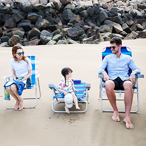 SUNNYFEEL Oversized Tall Folding Beach Chair Lightweight, 17" Portable Sand Chair for Adults Heavy Duty 500 LBS with Cup H...