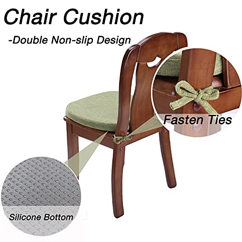 KGPLOME Chair Cushion with Ties for Dining Chairs - Memory Foam Non Slip Kitchen Chair Pad and Dining Seat Cushion with Ma...