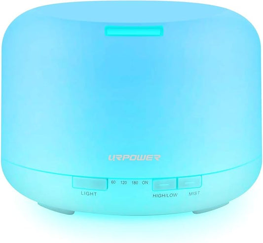URPOWER Upgraded 500ML Essential Oil Diffuser Humidifiers Ultrasonic Aromatherapy Diffusers with 4 Timer Settings and Wate...