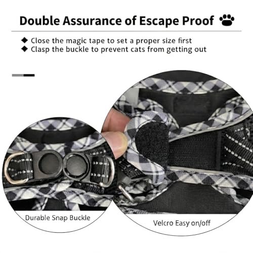 Zelvian Cat Harness and Leash Set for Walking, Escape Proof Adjustable Soft Mesh Kitten Harness with Reflective Strips, Br...