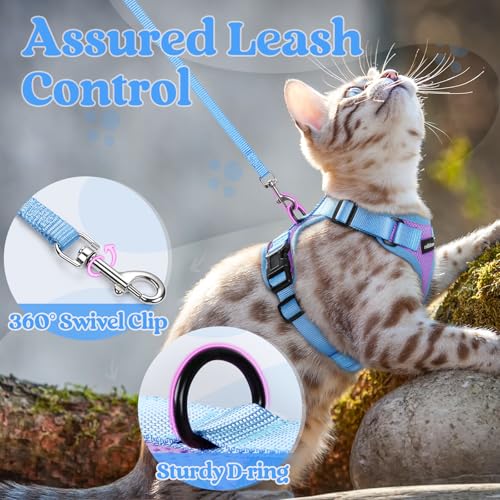 rabbitgoo Cat Harness and Leash Set, Escape Proof Soft Adjustable Vest Harnesses for Outdoor Walking, Easy Control Breatha...