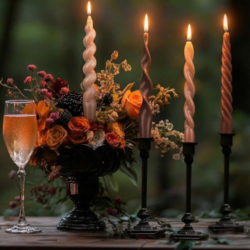 Nuanchu 4 Pcs Twisted Taper Candles Wax Unscented Smokeless Spiral Swirl Candlesticks for Wedding Holiday Dinner Party Hom...