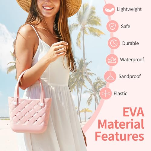 Sequoixee Small Waterproof Beach Bag for Little Girls and Women Lightweight Rubber Beach Tote for Pool, Travel,Beach,Sports