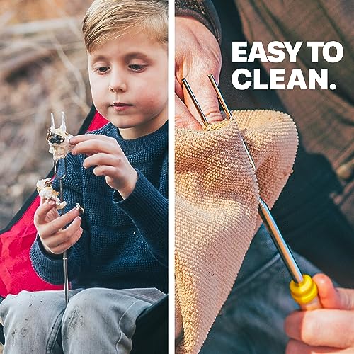 MalloMe Smores Sticks for Fire Pit Long - Marshmallow Roasting Sticks Smores Kit - Smore Skewers Hot Dog Fork Campfire Coo...