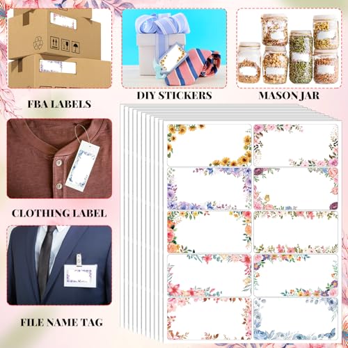 Zhanmai 300 Pcs Personalized Return Address Mailing Labels Floral 2x4 Inch Self Adhesive Stickers Printable Gift Custom La...