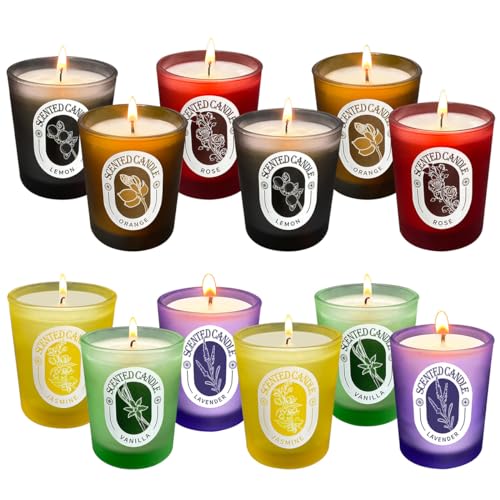 Scented Candles Gift Set of 12 Pack, Glass Jar Candles for 6 Scented, Long Lasting Soy Wax Aromatherapy Candle Set, Best G...