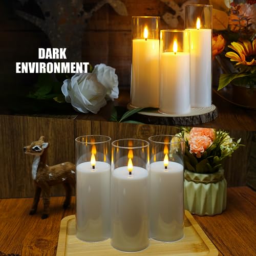 kakoya Flickering Flameless Candles Battery Operated with Remote and 2/4/6/8 H Timer Acrylic Led Pillar Candles Pack of 9...
