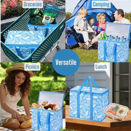 VENO 2 Pack Insulated Cooler Bag, Reusable Grocery Shopping Bag for Food Delivery, Heavy Duty, Large Size, Durable Handle...