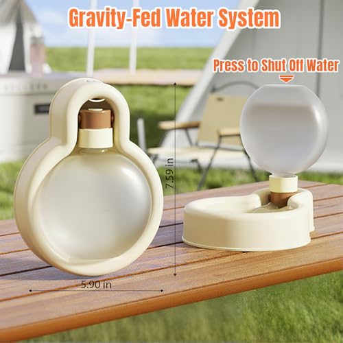 Bigpomelos Dog Water Bottle (Foldable Portable) - Cream White 16.9oz Food-Grade Pet Water Dispenser with Bowl, for Dog Wal...