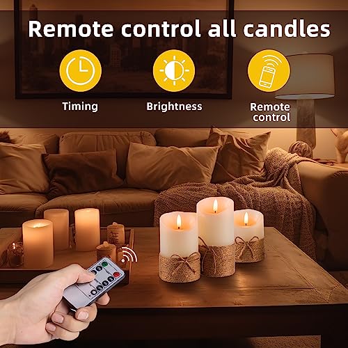AKU TONPA Flameless Candles Battery Operated Pillar Real Wax Electric LED Candle Gift Set with Remote Control and Timer, ...