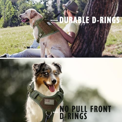 BUMBIN Tactical Dog Harness with Laesh Set，No-Pull Service Fit Smart Dog Vest with Hook & Loop Panels,Adjustable Dog Vest ...