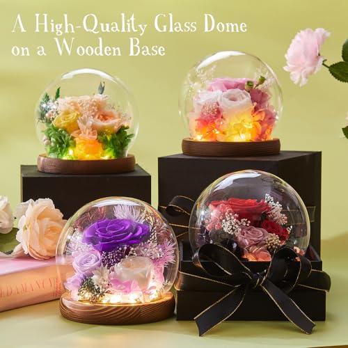 pisyae Forever Flowers Gifts Mom .Birthday Gifts for Women, Preserved Flowers in Glass Fresh Flowers for Delivery Prime re...