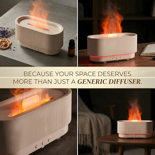 BEIYGE 8 Colour Aromatherapy Diffuser, Essential Oil Diffusers for Home, Desk Humidifier, Flame Diffuser, Ultrasonic Diffu...