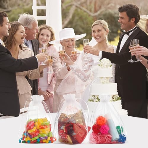 iwokerfull 60Pcs White Organza Bags 5x7 inch, Small Jewelry Bag Bulk Sheer Mesh Drawstring Gift Bags, Sheer Wedding Party ...