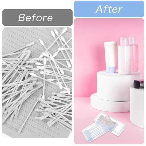 YBEATY 4 Pcs Cotton Swab Holder for Travel Portable Small Dental Floss Picks Case Clear Plastic Buds Storage Containers Bo...