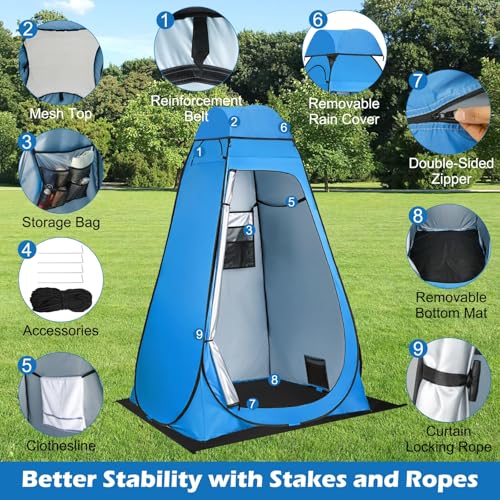 UMIKOOL DIRECT Pop Up Shower Tent, Outdoor Privacy Tent with Removable Bottom, Removable Rain Cover & Windows, Camping Toi...