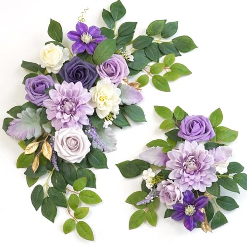 Piklado Wedding Decor Pack of 2 Welcome Sign Flower Backdrop Garland for Ceremony Reception Wall Easel Home Decoration Ent...