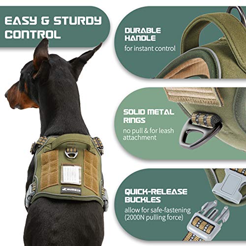 BUMBIN Tactical Dog Harness for Large Dogs No Pull, Famous TIK Tok No Pull Dog Harness, Fit Smart Reflective Pet Walking H...