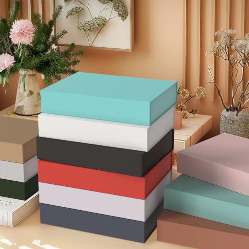 Gift Box with Lids, 11.5 x 8.5 x 2.3 In Magnetic Closure Collapsible Gift Boxes for wraps gifts of T-Shirts, Gloves, Scarv...